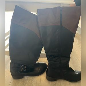 Tall black and brown boots